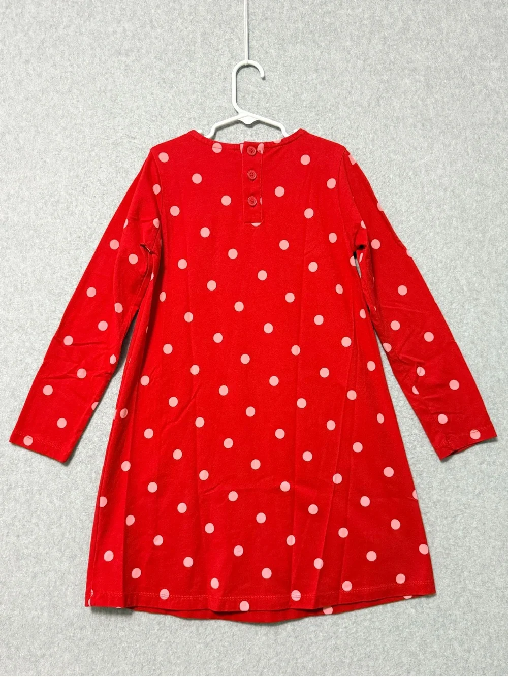 Hanna Andersson Red Polka Dot Christmas Applique Dress Size 8 (130) Like New